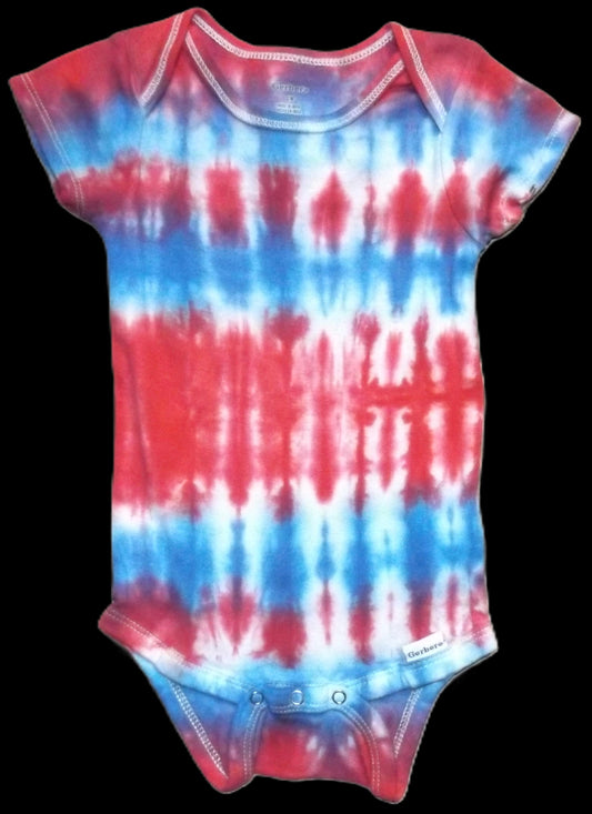 Onesie Pleat Tie-dye 12 Months Red White and Blue