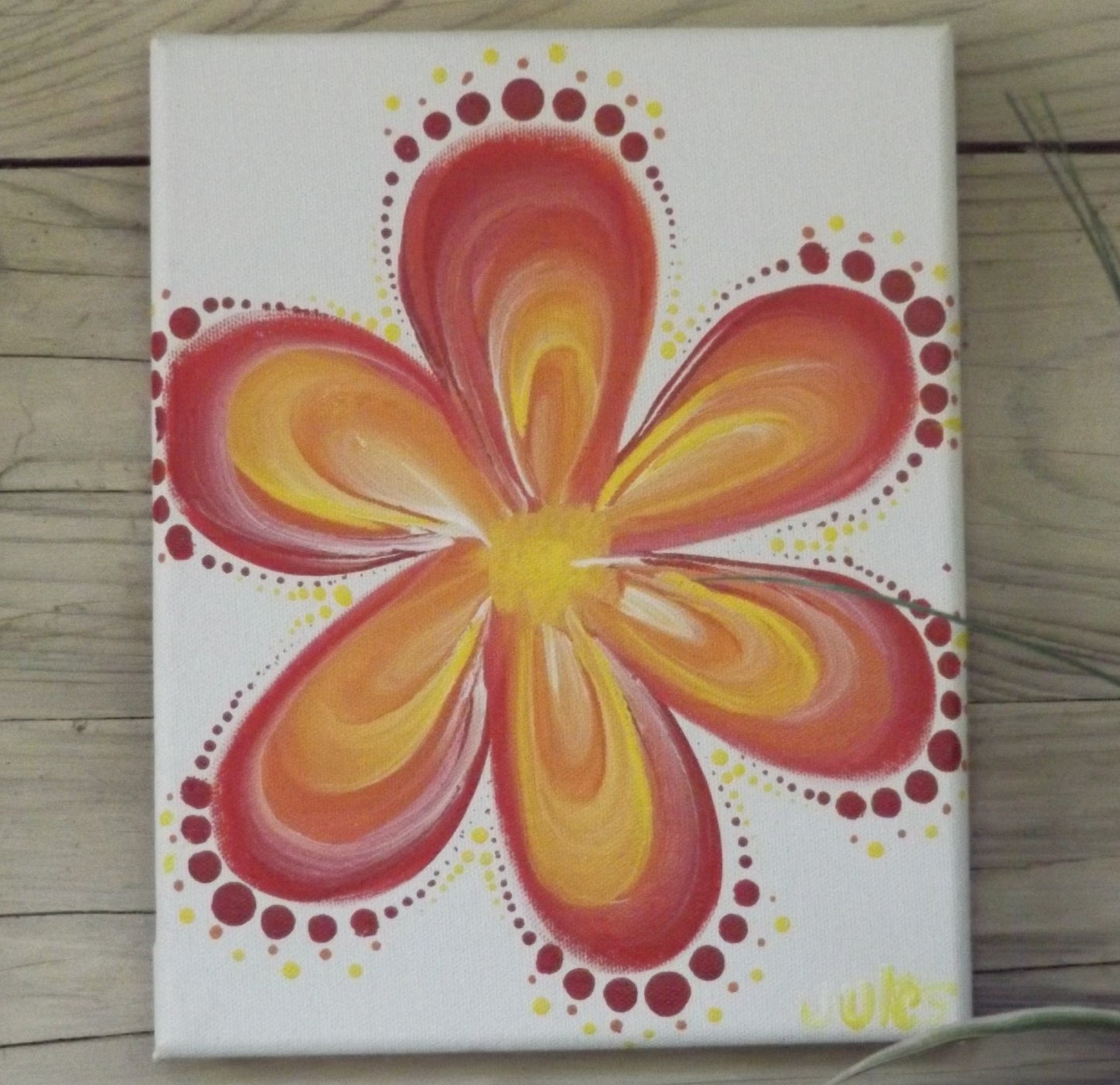 Painting on canvas 8x10 Nice Red Flower