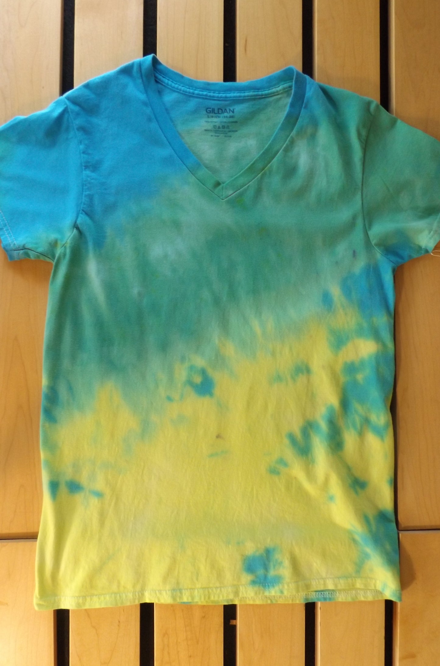 Galaxy Tie-dye Small V-Neck T-Shirt Cute and Happy