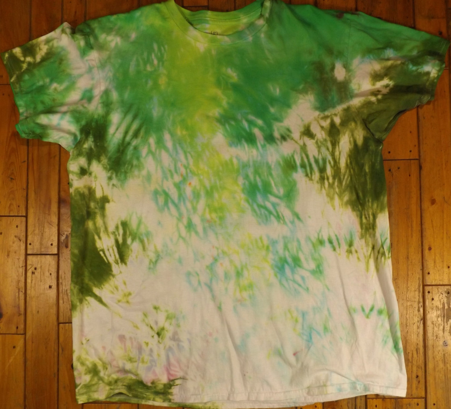 Shibori Tie-dye 2X Crew Neck T-shirt Green Design