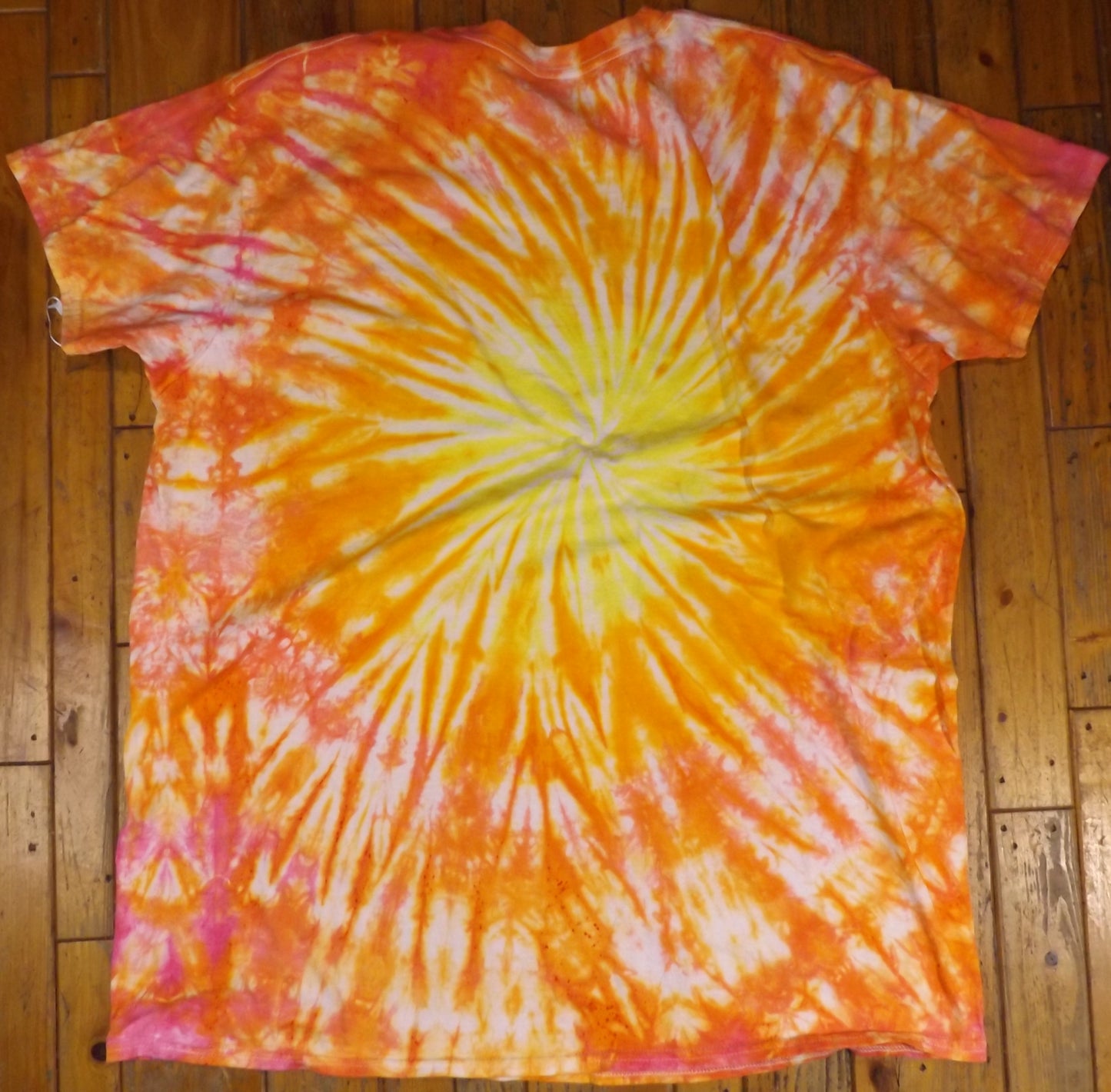 Spiral Tie-dye 2X Crew Neck T-shirt Yellow and Orange