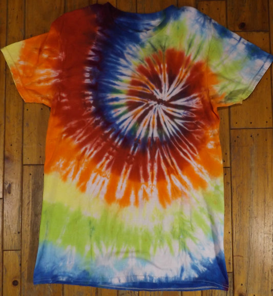 Spiral Tie-dye Medium Crew Neck T-shirt Rainbow Spiral