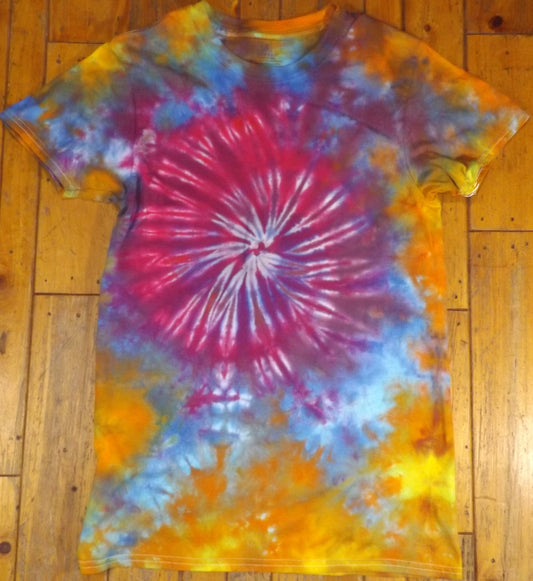 Spiral Tie-dye Small Crew Neck T-shirt Spiral Pattern