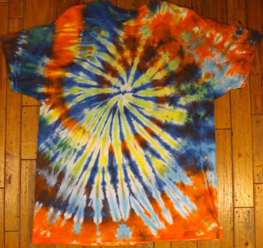 Spiral Tie-dye XL Crew Neck T-shirt Multicolor Spiral