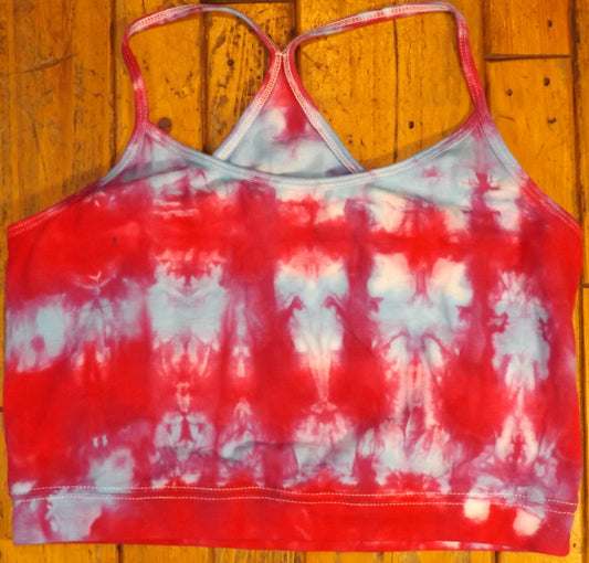 Sport Top Mirror Tie-dye Medium Thin Strap Racer Back Pink and Blue