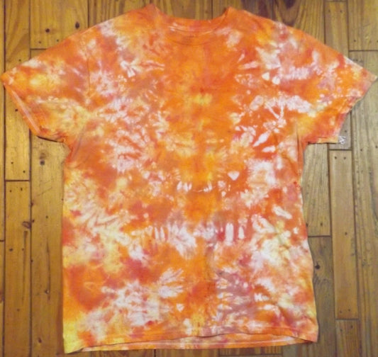 Mirror Tie-dye Large Crew Neck T-shirt Orange Scrunch
