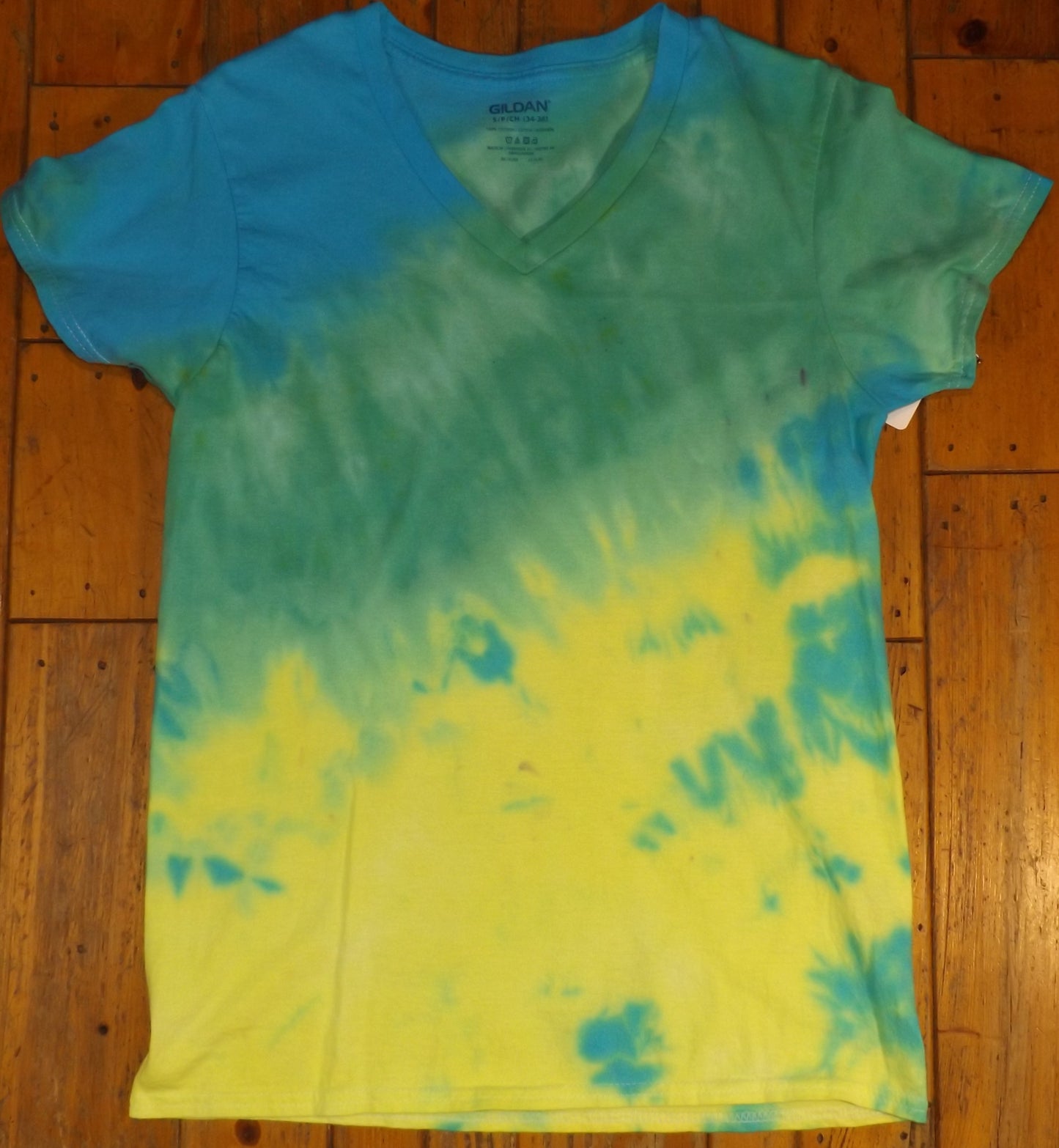 Galaxy Tie-dye Small V-Neck T-Shirt Cute and Happy