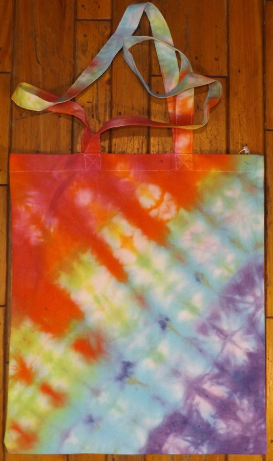 Tote Bag Tie-dye 14x16 Rainbow Pleats