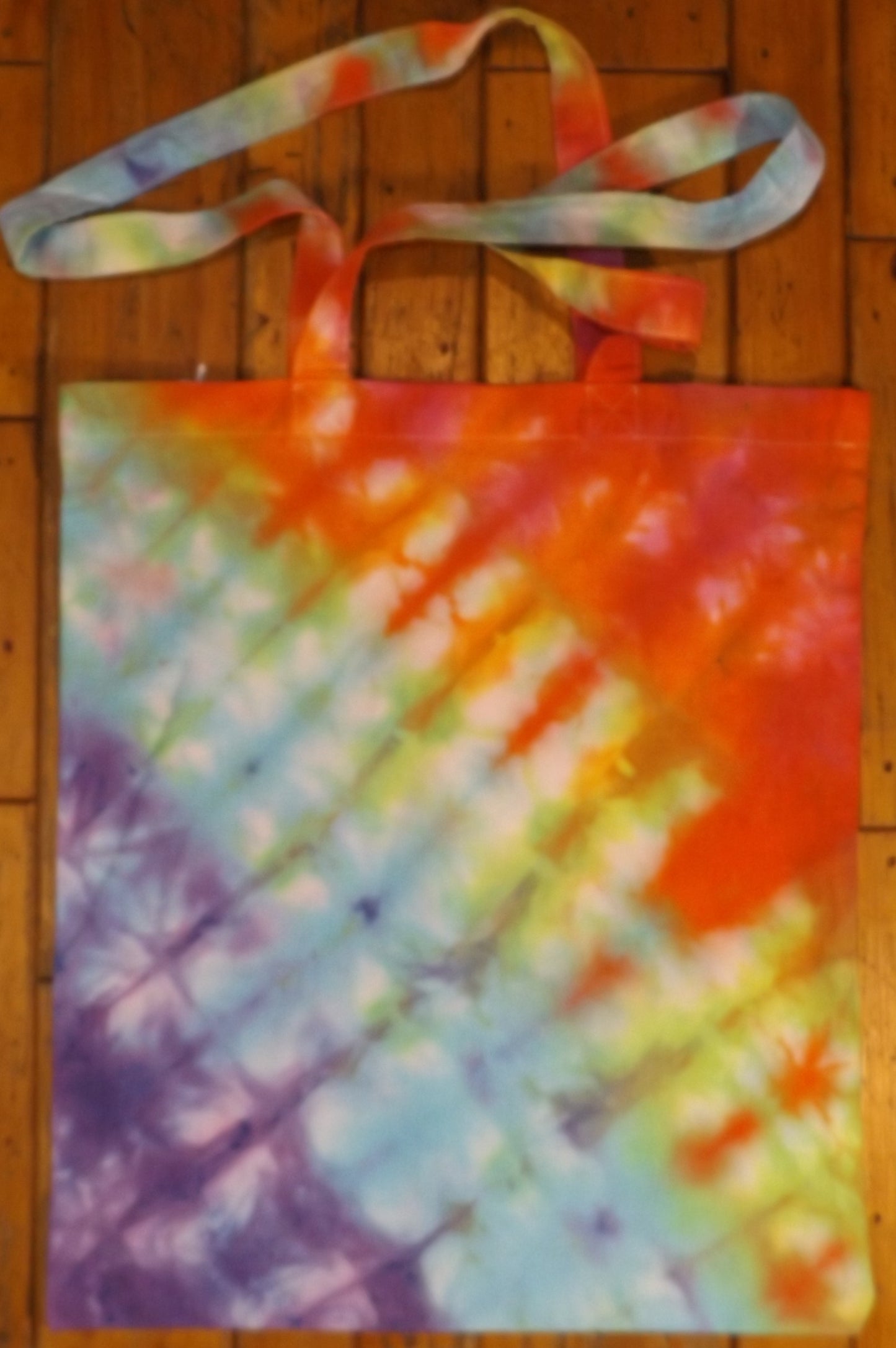 Tote Bag Tie-dye 14x16 Rainbow Pleats