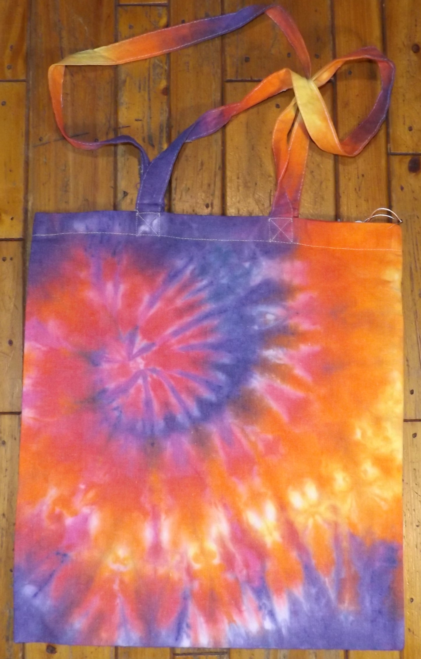 Tote Bag Tie-dye 14x16 Rainbow Spiral