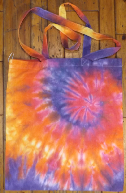 Tote Bag Tie-dye 14x16 Rainbow Spiral